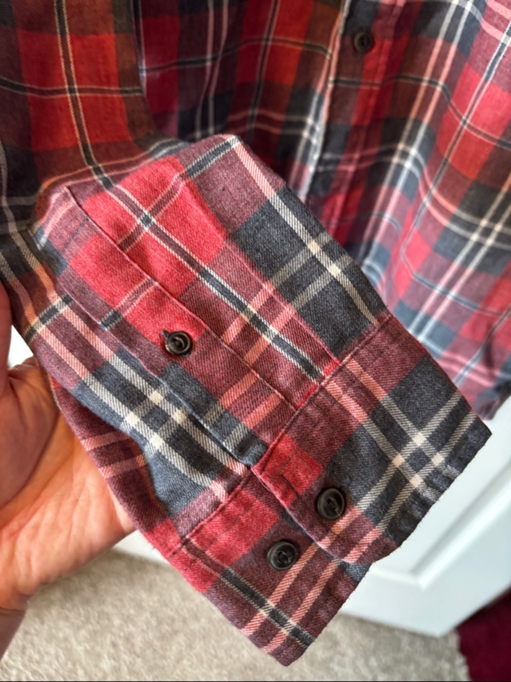 George Red and Black Plaid Casual Button-Down Shirt - Picture 4 of 5